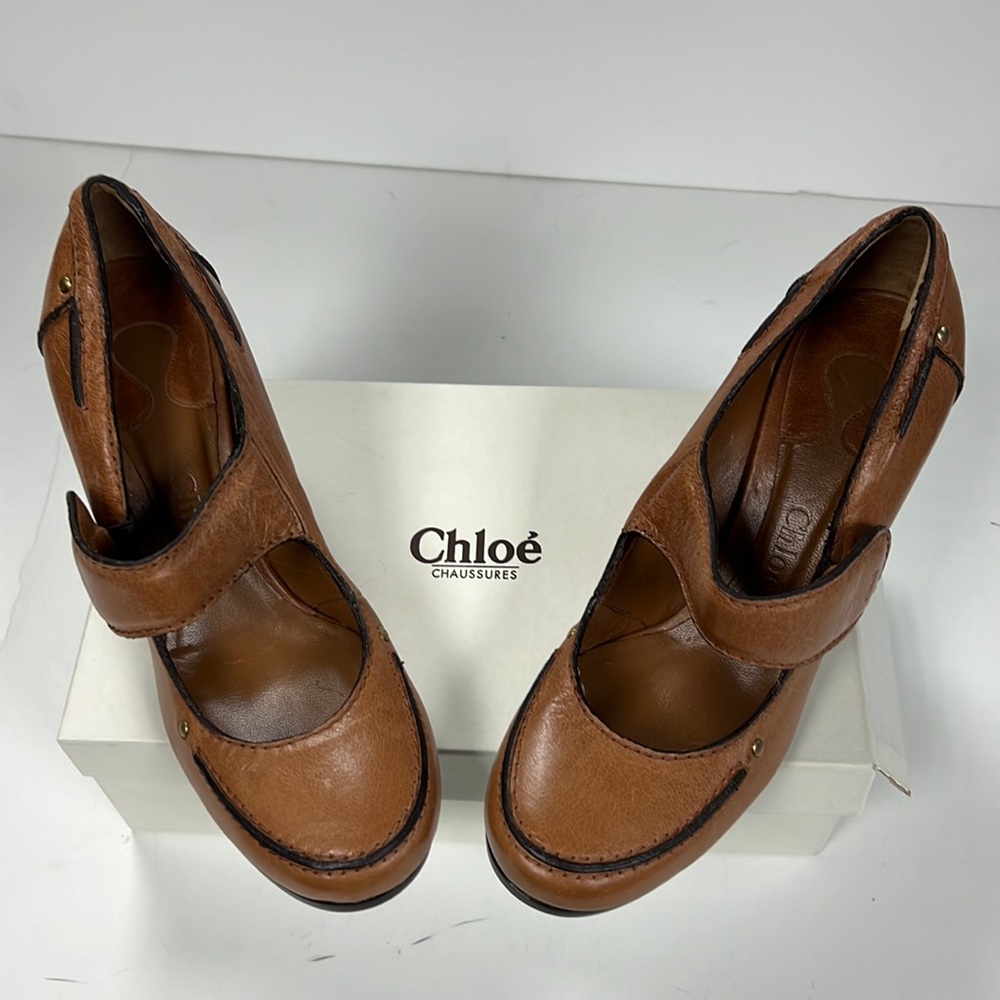 Chloe Mary Jane Brown Leather Shoe